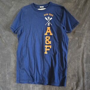 Abercrombie & Fitch Muscle Fit Blue T-Shirt XXL A&F New York Graphic Vintage 2X